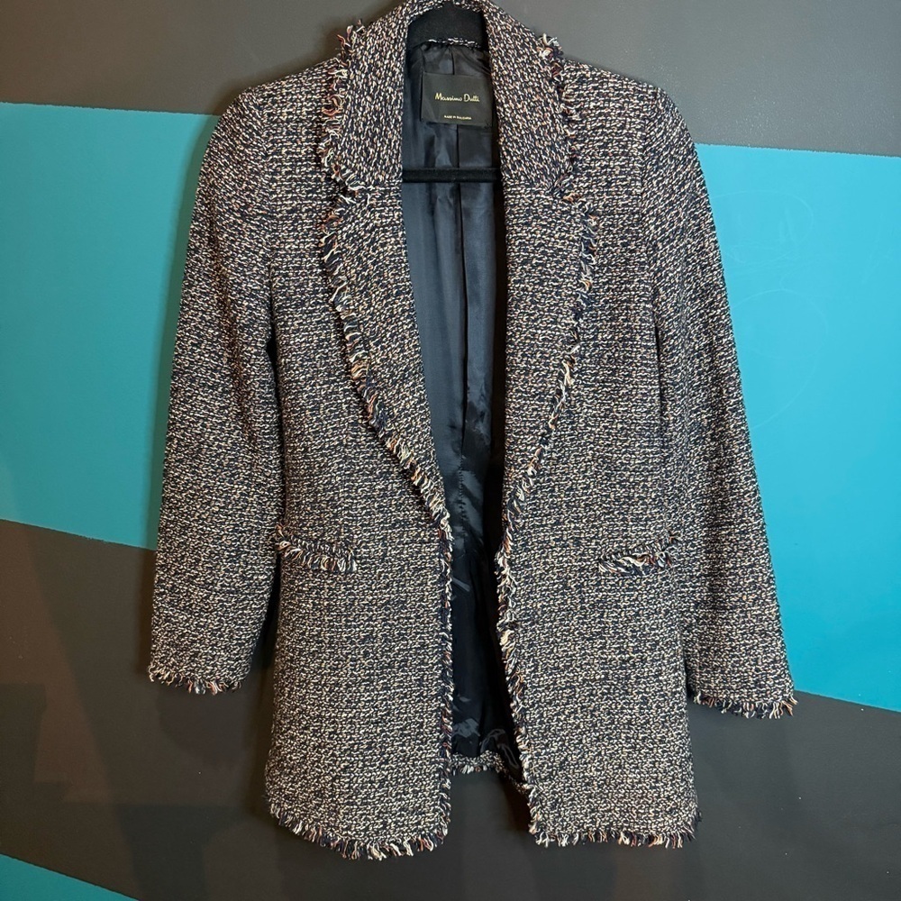 Massimo Dutti Black and Gray Blazer with Notched Lapel - Picture 9 of 13